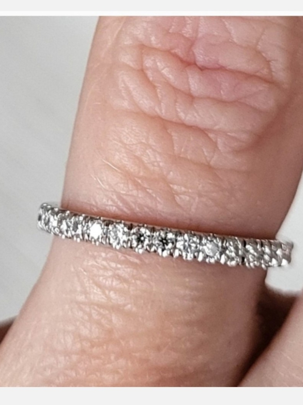 MAKE AN OFFER half eternity moissanite band in white gold plated sterling silver
